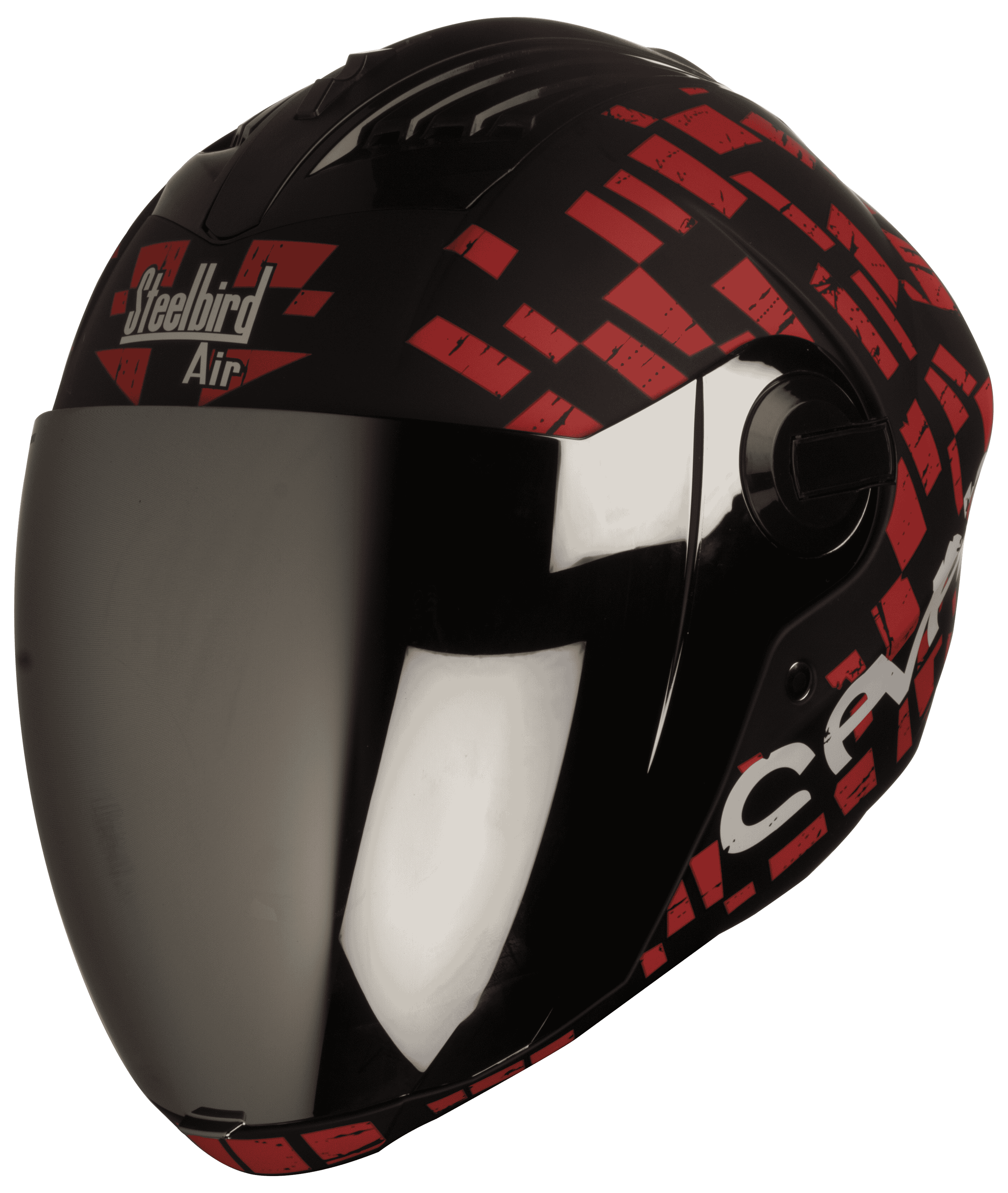 SBA-2 Seven Mat Black With Red ( Fitted With Clear Visor  Extra Silver Chrome Visor Free)